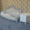Shabby chic style baroque furniture folding bed matt white wood mdf silver bed hot sell