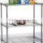 3 Tiers Steel Metro Shelf ;Steel Wire Shelf System With Chrome Finish