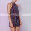 Newest clubwear spaghetti strap geomtrical print woman sexy short jumpsuits