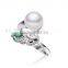 heavy design white gold moti wedding pearl diamond rings