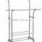 Extendable Double clothes hanging bar Garment Rack Grey