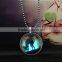 2016 Halloween gift for children silver jewelry beads chian glowding in the dark picture cat necklace pendant