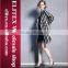 Newest Unique Stripe Black&Gray Turn-Down Collar Woman Winter Warm Coat