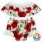 100% Organic Cotton Red Floral Bloomer Set For Diaper Girl Shorts