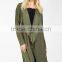 New Products 2017 Items Plus Size Shift New Fashion Chic Latest Duster Coat Knee Length Ladies Long Coats With Waistband