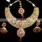 GOLD PLATED Polki Necklace Jhumka Chandelier EARRING Set