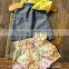 2017 boutique smocked girls clothing rampers printing ruffle baby clothes clothing set