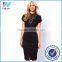 New Womens Crochet Trim Lace Neck Long Bodycon Stretch Fashion Pencil Midi Dress