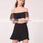 2017 OEM women sexy off-shoulder lace neckline and sleeves playsuit