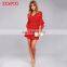 wholesale lastest dress design long sleeve v neck wrap dress polka dot women ruffle dress