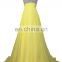 Blingbling Yellow Crystals Beaded Sequined Evening Dresses Long 2016 V-neck Backless Chiffon Prom Dress Robe De Soiree Longued
