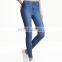 Long fashion light blue denim jeans for women