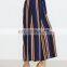 Vertical Striped Slit Side Wide Leg Pants With Belt