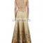 Golden Beige Lengha Set with Mirror Work