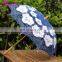 Wholesale 30'' Vogue Battenburg Lace Parasol Wedding Umbrella for Wedding Decoration in Navy Blue Color