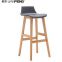 Good quality high PP plastic bar stool public chair with wooden legs