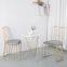 Modern dining room furniture fabric cushion rose gold metal dining chair