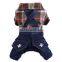 Pet dog kitty plaid shirt suspender trousers jeans four feet Teddy puppy Clothes