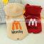 Pet dog cat hoodie Monday Tuxedo warm coat Clothes Teddy Woolen coat