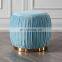 Reatai bedroom furniture high quality velvet fabric luxury ottoman pouf cushion round velvet foot stool ottoman