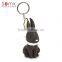 Novelty cute rabbit animal design pvc plain metal material key rings