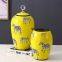 Modern Simple Style Zerba Flower Grass Painting Lidded Ceramic Vases For Home Table Decoration
