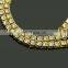 Hip Hop 12mm Cuban Chain Iced Out Rhinestone Zinc Alloy Gold Plating Miami Cuban Link Chain Necklace