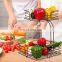 2-Tier Square Countertop Fruit Vegetables Basket Bowl Storage With Banana Hanger
