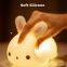 Rabbit LED Night Lights Touch Sensor Remote Control RGB Dimming USB Rechargeable Silicone Bunny Lamp for Children Girls Gift