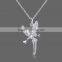 White gold bar pendant choker angel necklace