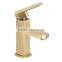 color gold plated square temperature copper hotel basin faucet