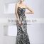 Dresses new fashion long gorgeous sequins A-line corset shoelace evening dress Black and white evening prom dress