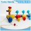 colorful Pull Along duck family Wooden Toy wiggles as you pull they makea fun baby