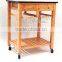 Hot sale bamboo kitchen trolley design with basket and wheels