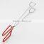 Red Rubber Handle Scissor Food Serving Tongs/ BBQ Tongs