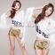 One shoulder sexy ladies dance tops with are sleeve BB0046