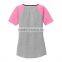 Fashion Women Grey and Pink Blank Raglan V-neck High Visibility T-shirts