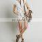 CHEFON Zip front rolled shorts buttom and breast pockets women romper,short pants romper