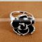 Godbead 2017 Vintage Jewelry Antique Silver Plated Black Crystal Rhinestone Big Rose Flower Rings For Women Romantic