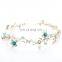Sweet Bridal Headband Tiara Pearl Charm Centered Blue Flower Hair Vine Girls Headpiece Wedding Prom Dancing bobby Hair Accessory