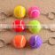 custom sport key holder tennis ball keyring key chain colorful 3d mini tennis ball key chain