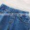 Plain Color off Shoulder Top With Denim Pants 2pcs Lovely Baby Girl Suit