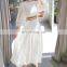 TWOTWINSTYLE Embroidery Lantern Sleeve High Waist With Sashes Ruched Dress Women