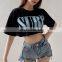 Hot Wholesale Women's Ladies Letter Print Loose Crop Top