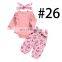 2019 pink floral print baby rompers & flower pants & headband 3pcs set