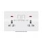 Fashion new white flame-retardant PC panel double 13A three-pole socket switch with lamp electric wall switch socket