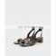 Women latest and stylish design snake print block heels with ankle strap ladies sandals shoes