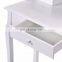 Bathroom 3 Drawers Round Mirror Vanity Wood Makeup Dressing Table Stool Set make up table