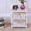 Bedside Table Wooden Wicker Nightstand Storage Unit With Rattan Basket White