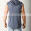 New Style Custom design logo Hooded Tank Top Plain Gray Gym Singlet for men